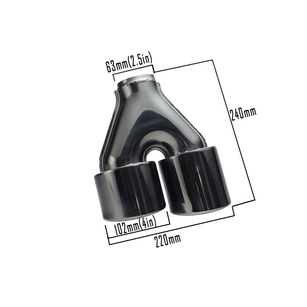 2PCS Universal 2.5'' ID 4'' OD Exhaust Tips End Dual Tip Double Wall Tips BLK