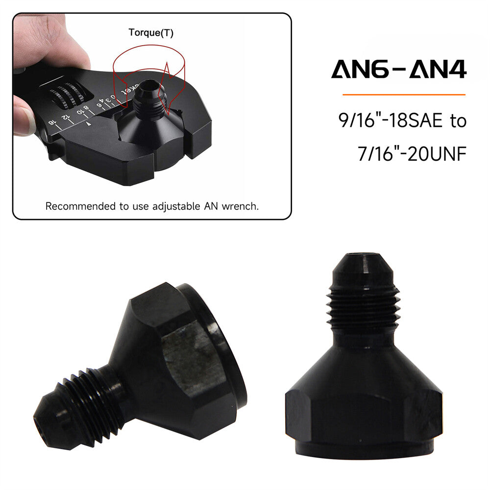 2PCS 6AN AN6 FEMALE to AN4 4AN MALE REDUCER EXPANDER HOSE FITTING ADAPTOR