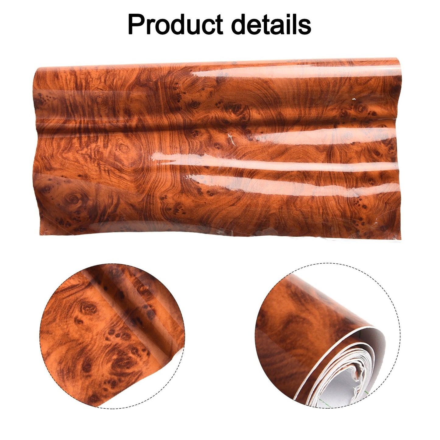 High-gloss wood grain wrapping film, DIY vinyl decals for car interiors, waterproof.