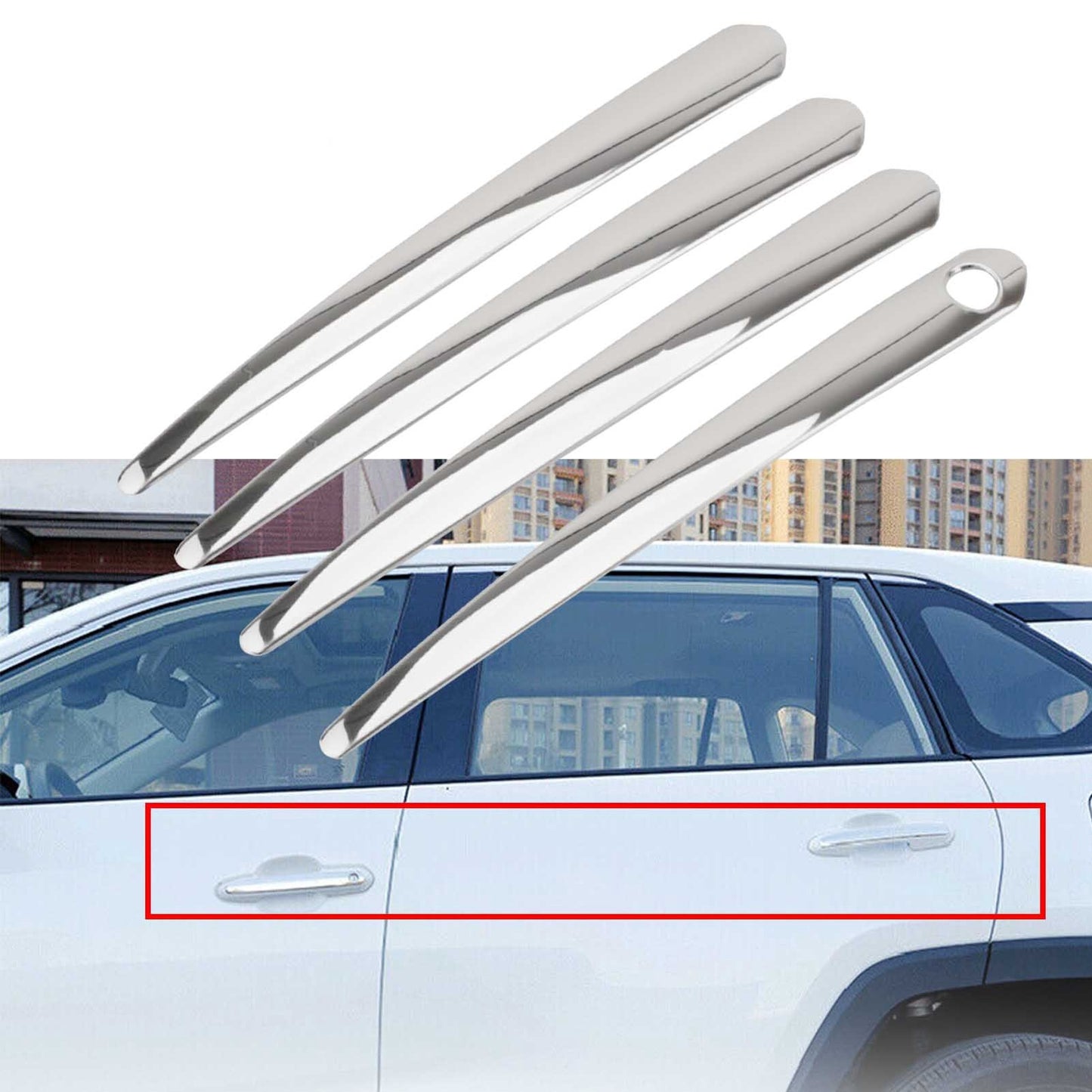 4Pcs Chrome Door Handle Cover ABS Trim Fit for Toyota RAV4 2019-21 Car Accesory AT