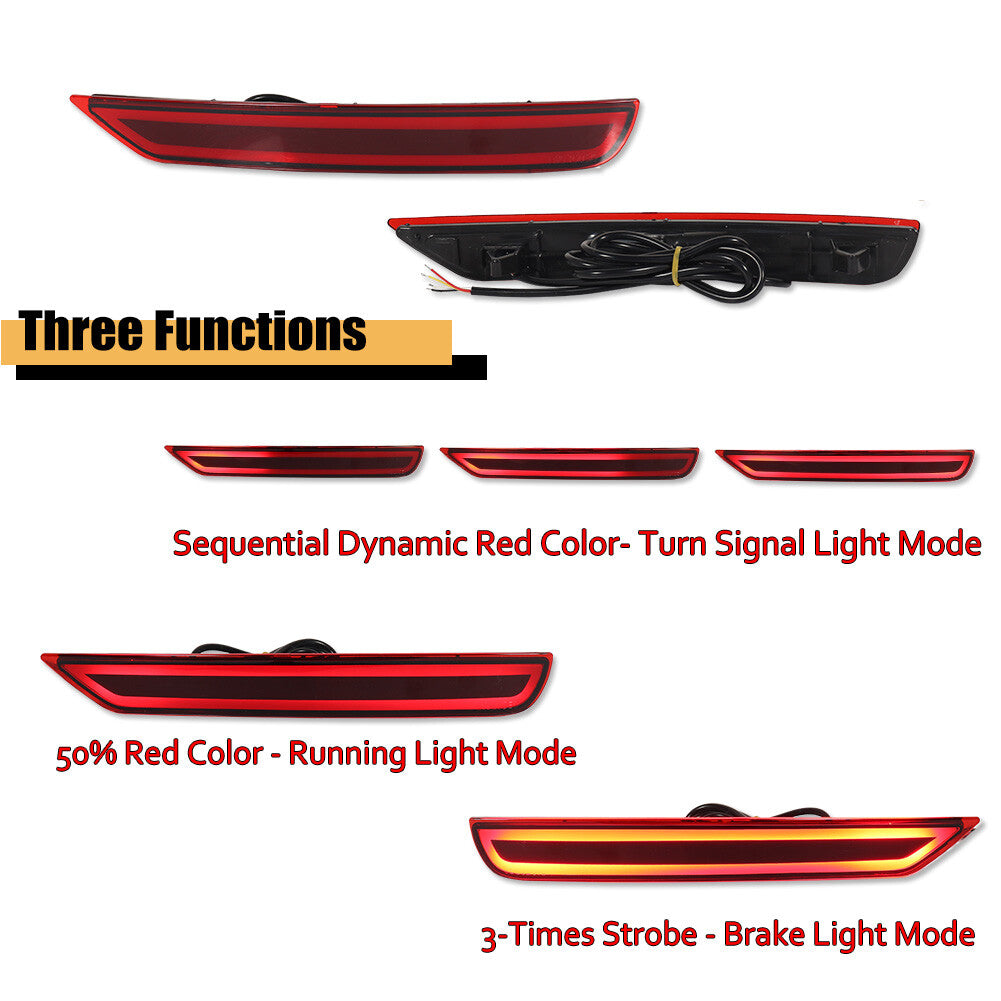 2pcs for for Subaru Forester 2008 - 18 Red LED Rear Bumper Reflector Signal Brake Light - v