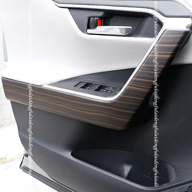for Toyota RAV4 2019-2024 wood grain ABS Interior Door Armrest Stripe Cover Trim