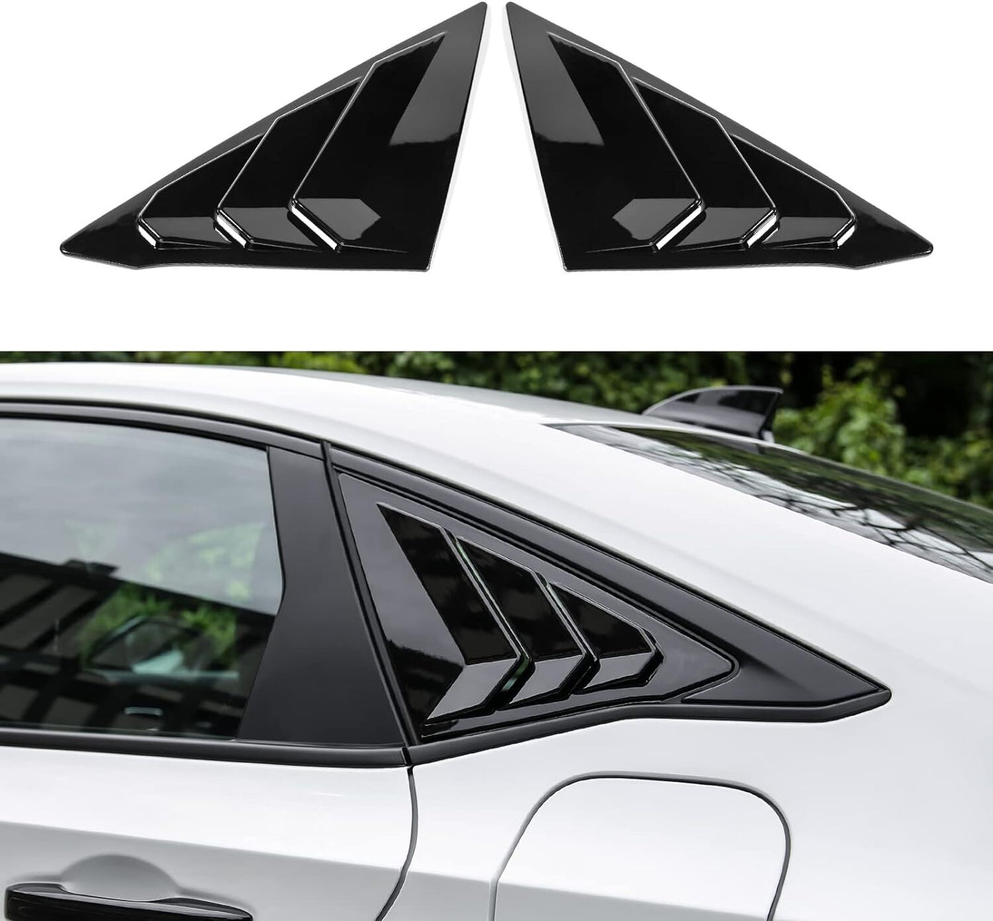 Suitable for Honda for Civic sedans 2022-2024: Rear side window louvers/triangular louvers.
