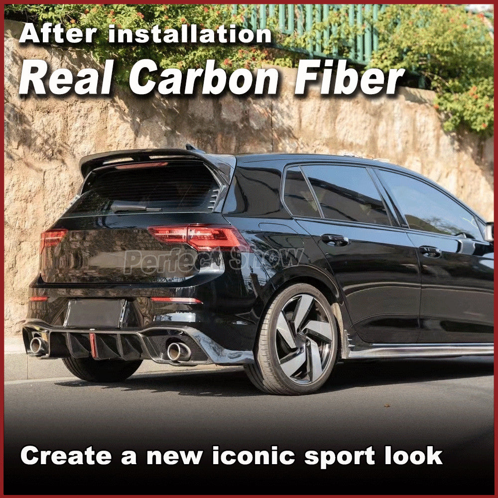 Fit for Volkswagen for VW MK8 for Golf 8 GTI 2020+ REAL CARBON Rear Bumper Diffuser Lip