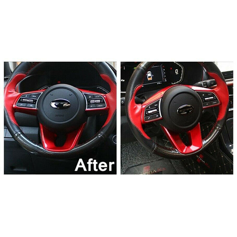 for Kia Forte 2019-2021 Red Interior Steering Wheel Molding Cover Trim Frame 2P