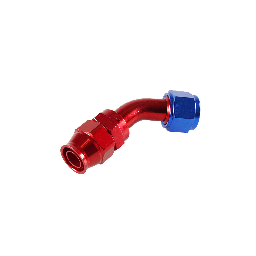 8AN PTFE Hose End Fittings 45 Degree Aluminum Swivel AN8 For PTFE Hose Only Red
