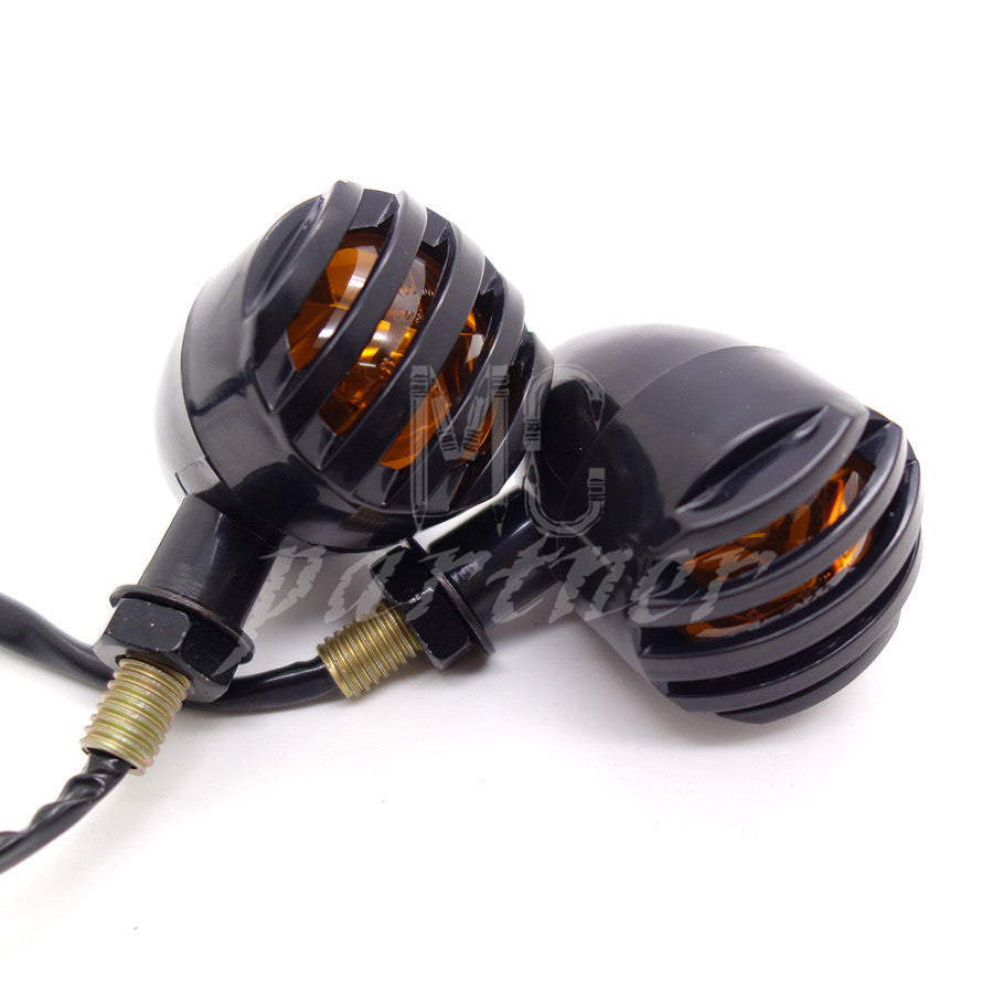 2X Black ABS Grill Bullet Turn Signal Indicator Light for Harley Chopper Custom Q