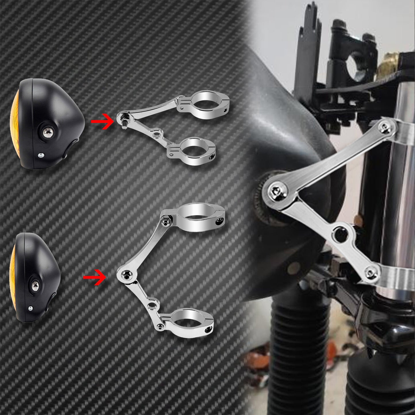 Chrome Motorcycle Universal 39mm-41mm Headlight Mount Bracket Fork Lamp Holder Q