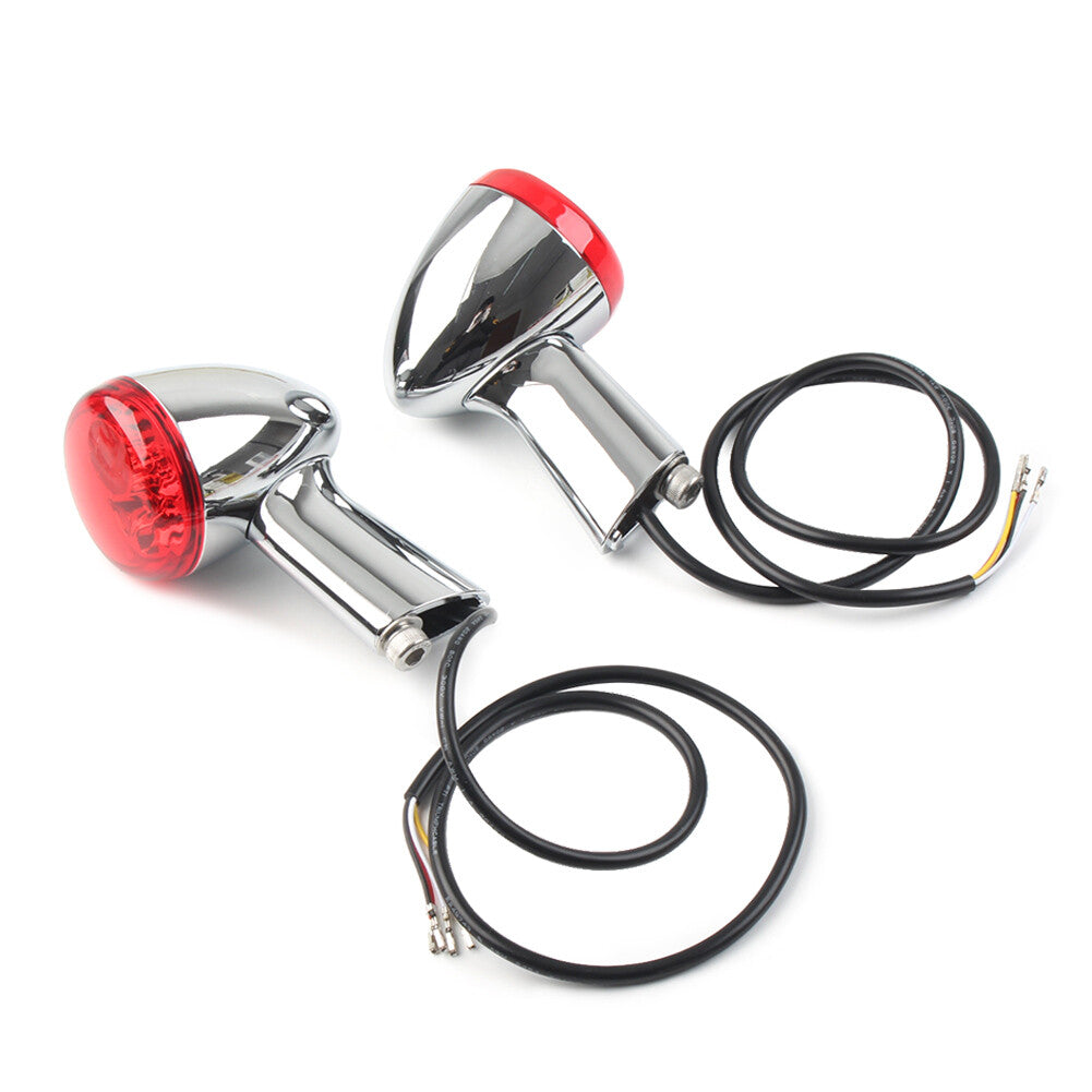 LED Rear Turn Signals Light for Harley XL883 XL1200 Sportster 1992-22 Chrome+Red