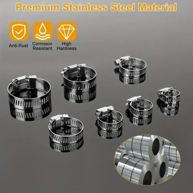 Car Stainless Steel Hose Worm Gear Clamp Strap Adjustable Pipe Ducting Hose Clip