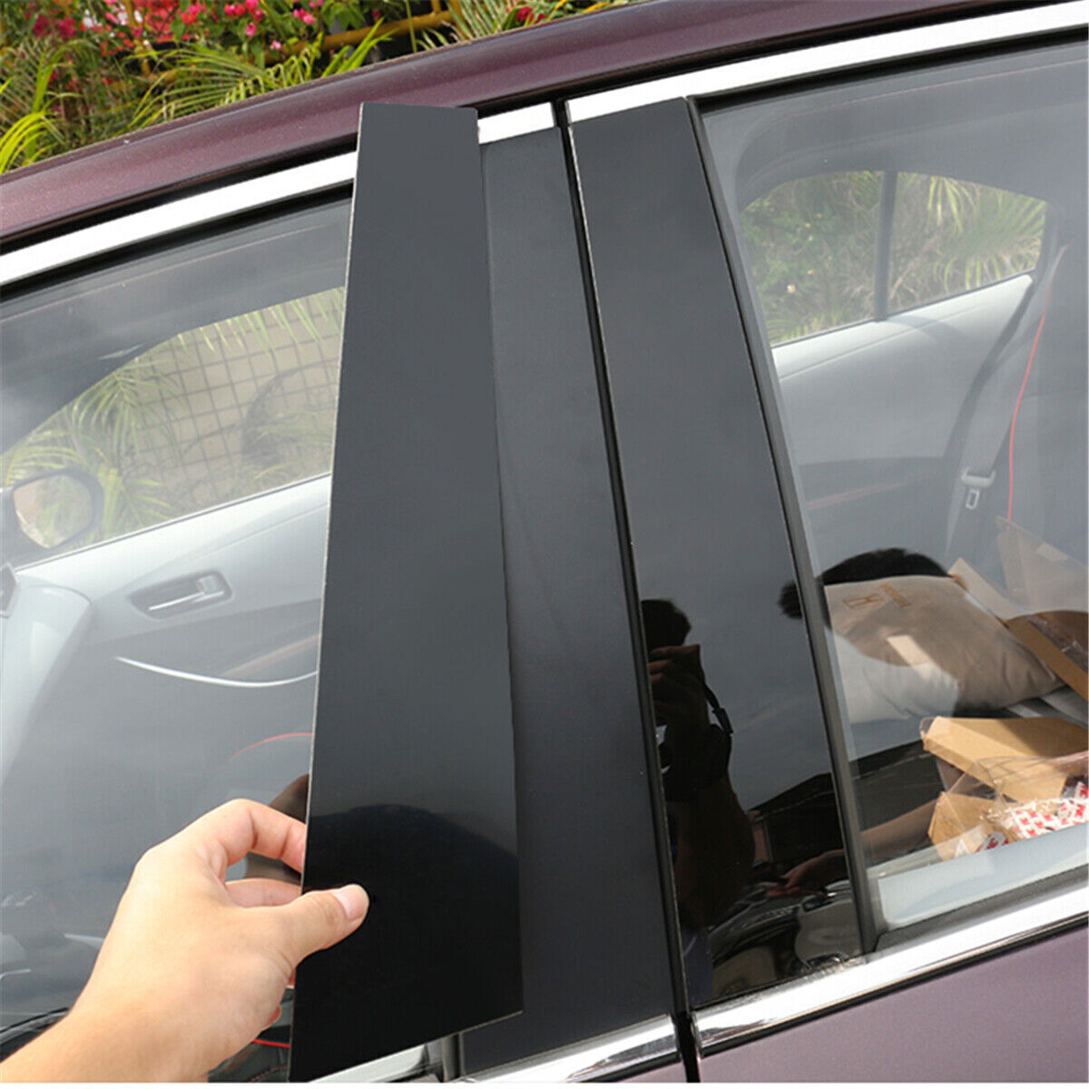 for Jeep Cherokee 2014-2022 6pc Black Pillar Posts Set Door Trim Piano Cover Kit