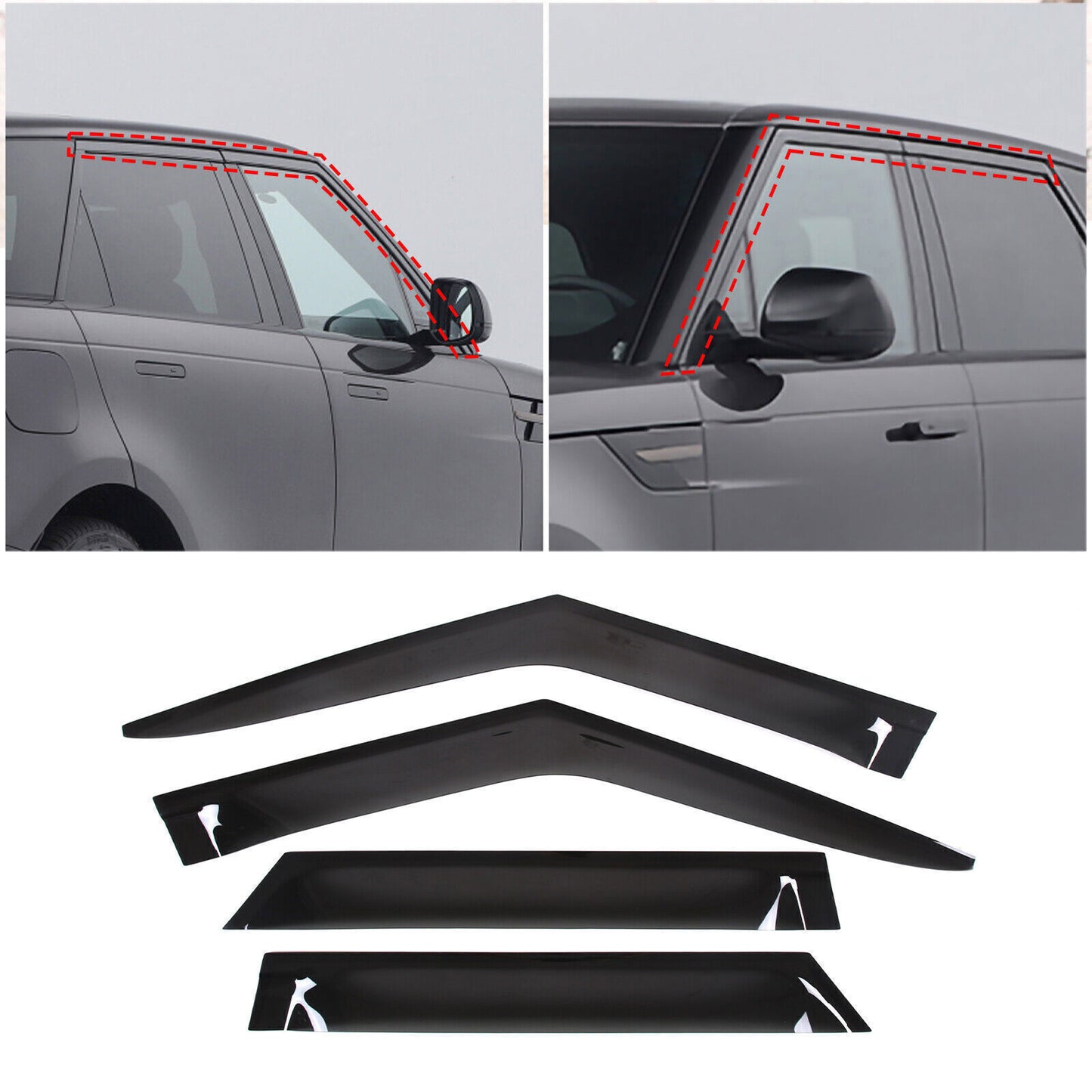 for Range Rover Sport 2023-2024 Black ABS Window Vent Visor Sun Rain Guard Decor