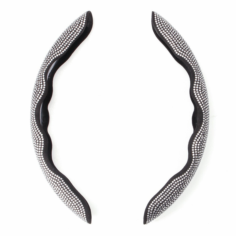 Silver Car Steering Wheel Cover 38cm Shiny Rhinestone Bling Diamond Universal Q