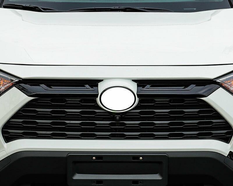 for Toyota Rav4 19-2023 Piano Black Front Engine Hood Panel Cover Trim Decor 2P