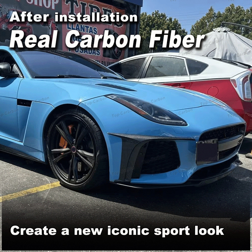 Fit for Jaguar for F-type X152 16-19 Real Carbon Front Bumper Fins Splitters Canard