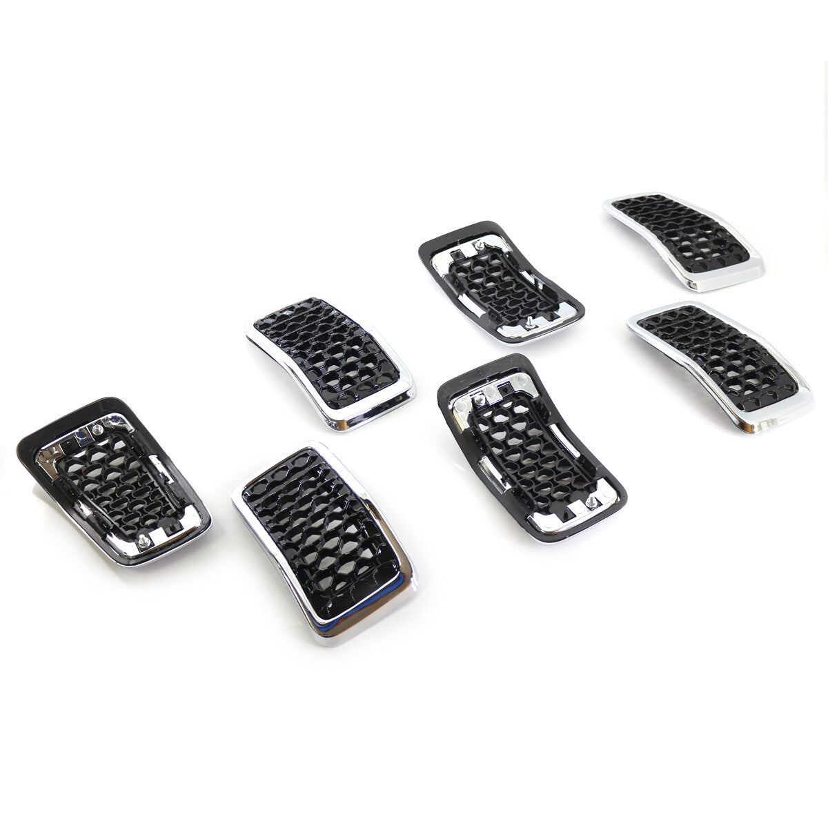 Front grille insert cover for 19-22 for Jeep Cherokee Black + Chrome Honeycomb