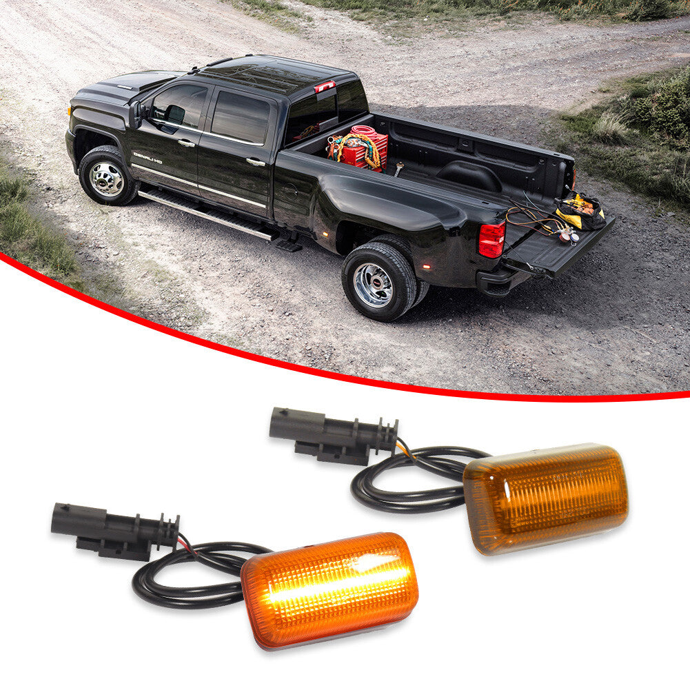 2-Pack Amber Lens LED Side Marker Lighting Kit for 2015+ for GMC 2500HD 3500HD - v