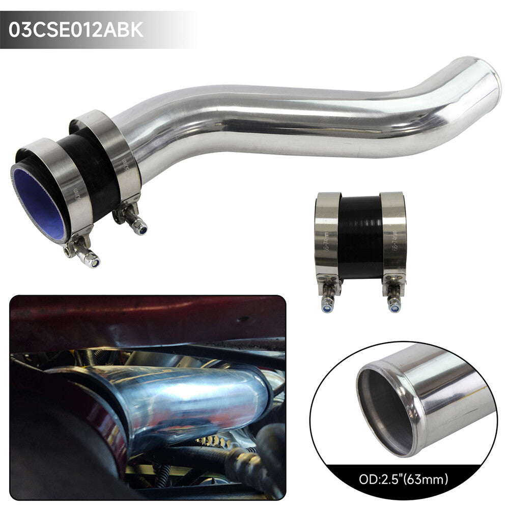 63mm 2.5'' S / Z Shape Aluminum Turbo Pipe Piping Tube + Silicone Hose Black