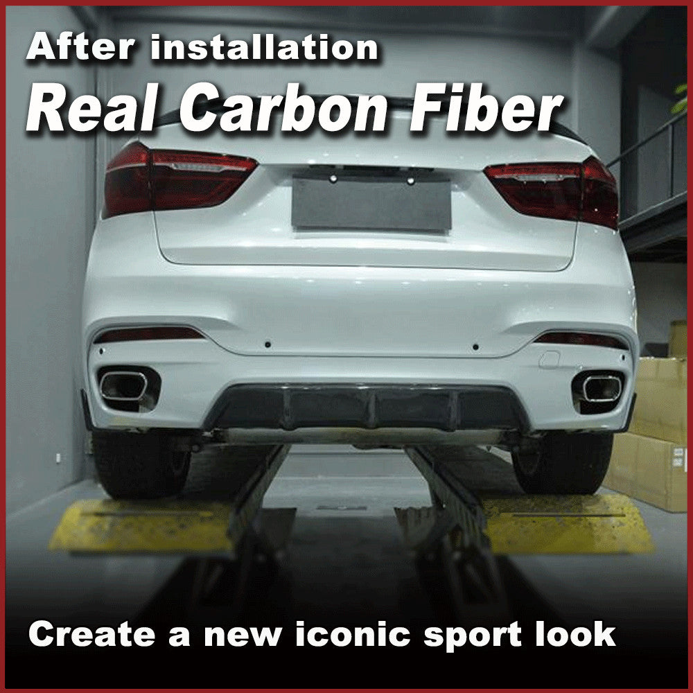 REAL Carbon Rear Bumper Diffuser Spoiler Lip Kit for BMW X6 F16 M Sport 2015-17