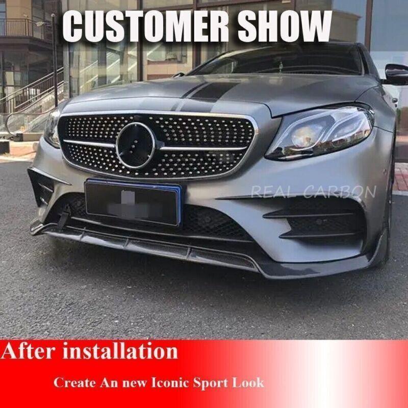 carbon fiber front bumper splitter for Mercedes-Benz W213 E400 E43 AMG 2017-19 (Canard Fins)