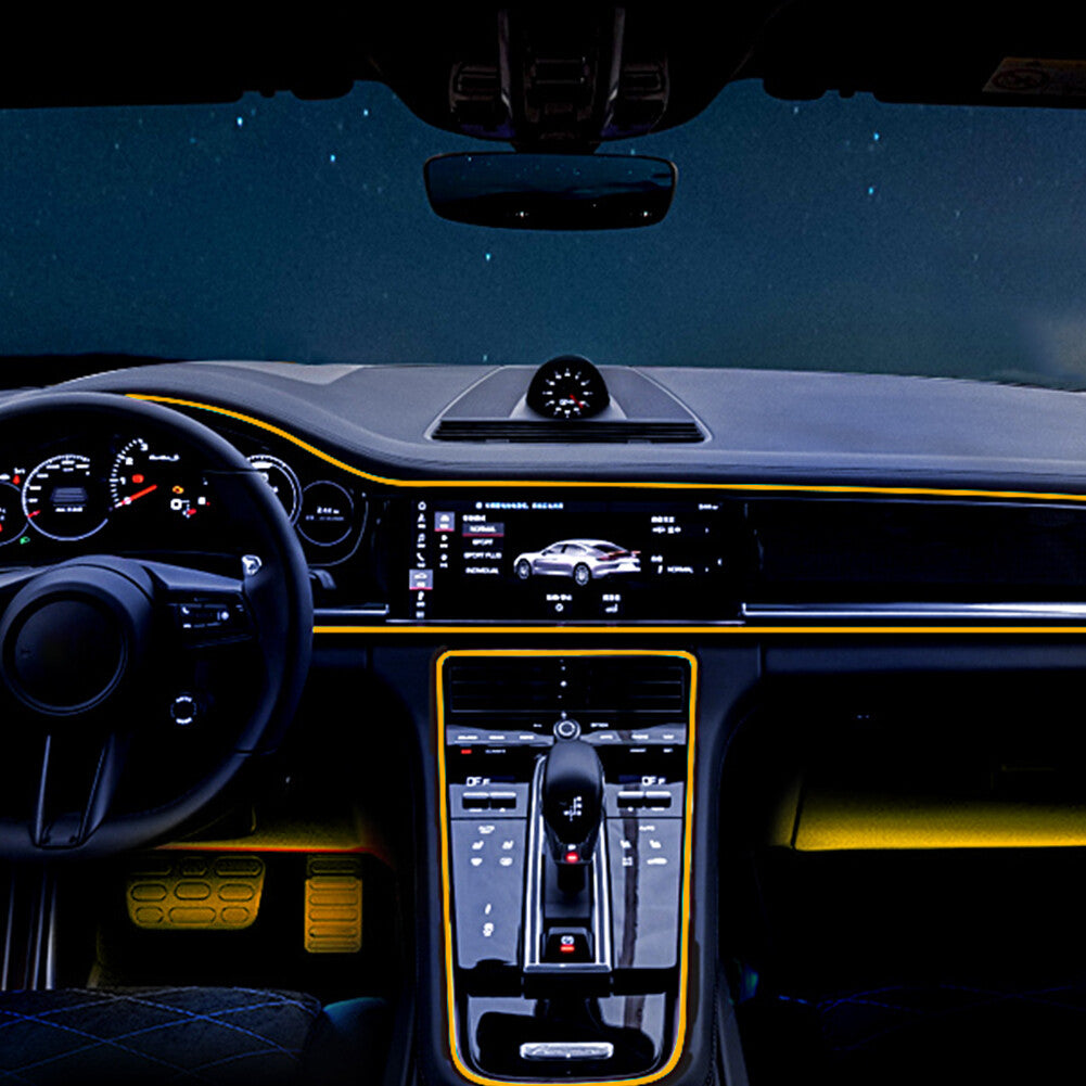 Yellow Car Interior LED Neon Lights Decor Atmosphere El Wire String Strip Lamp