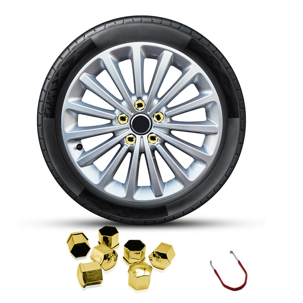 20pcs 19mm Car Wheel Nut Lug Cover Golden Hub Screw Cap Bolt Rim Tire + Tool Q