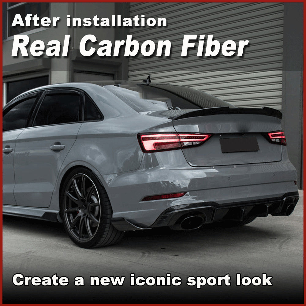 Fit for Audi RS3 Sedan 2017-21 REAL CARBON FIBER Rear Bumper Splitters Lip Fins