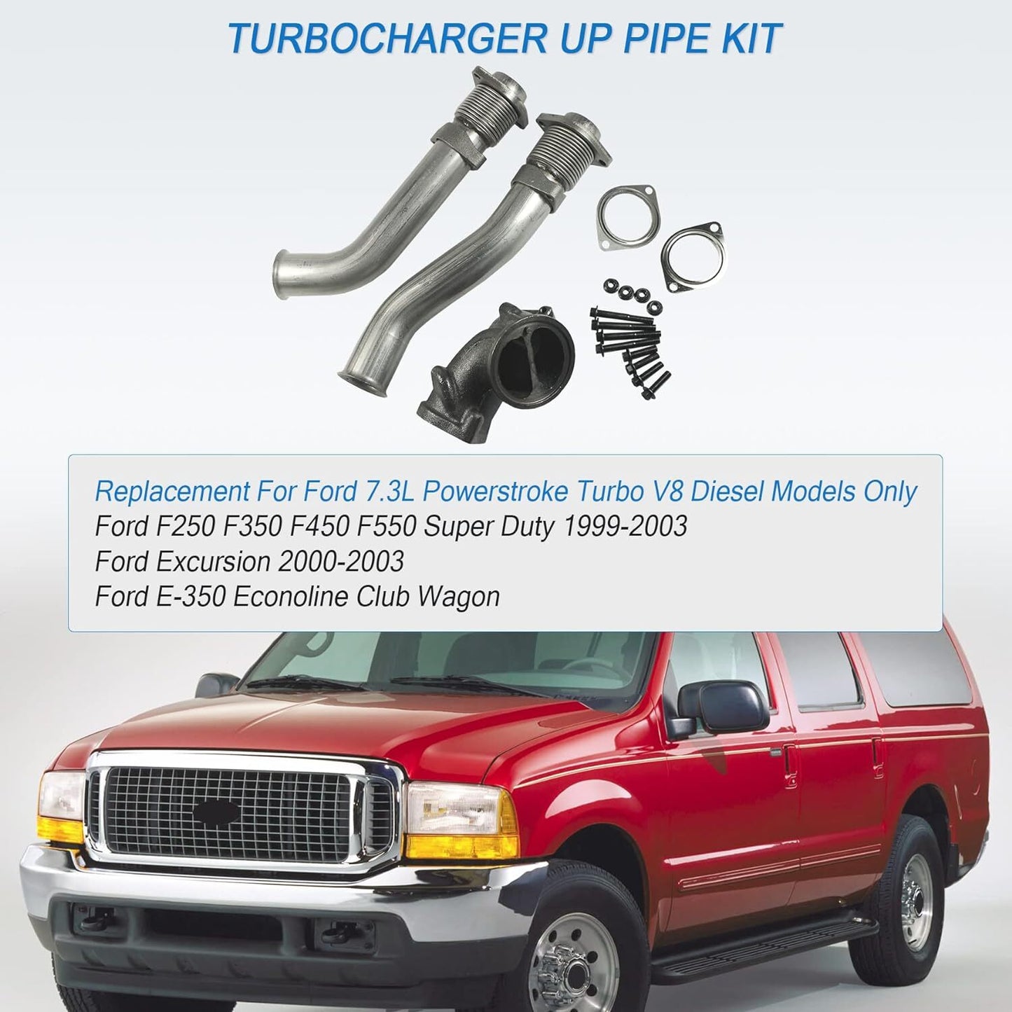 Turbo Diesel With Hardware Bellowed Up Pipe Kit Replacement for ford F250 F350 Q