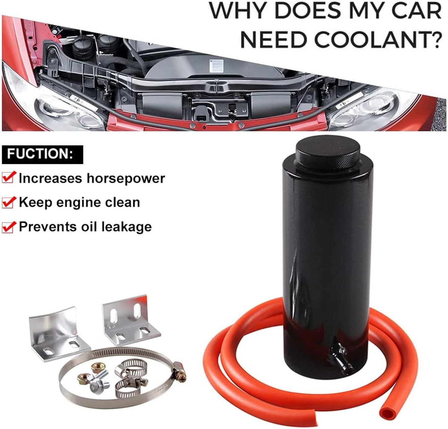 800ml universal aluminum radiator coolant overflow tank suction bottle
