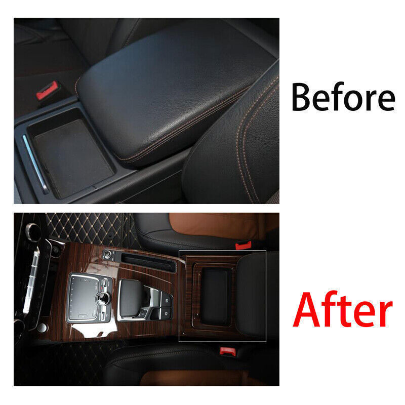 for Audi Q5 2018-2024 Red Wood Grain Console Gear Shift Water Cup Panel Trim
