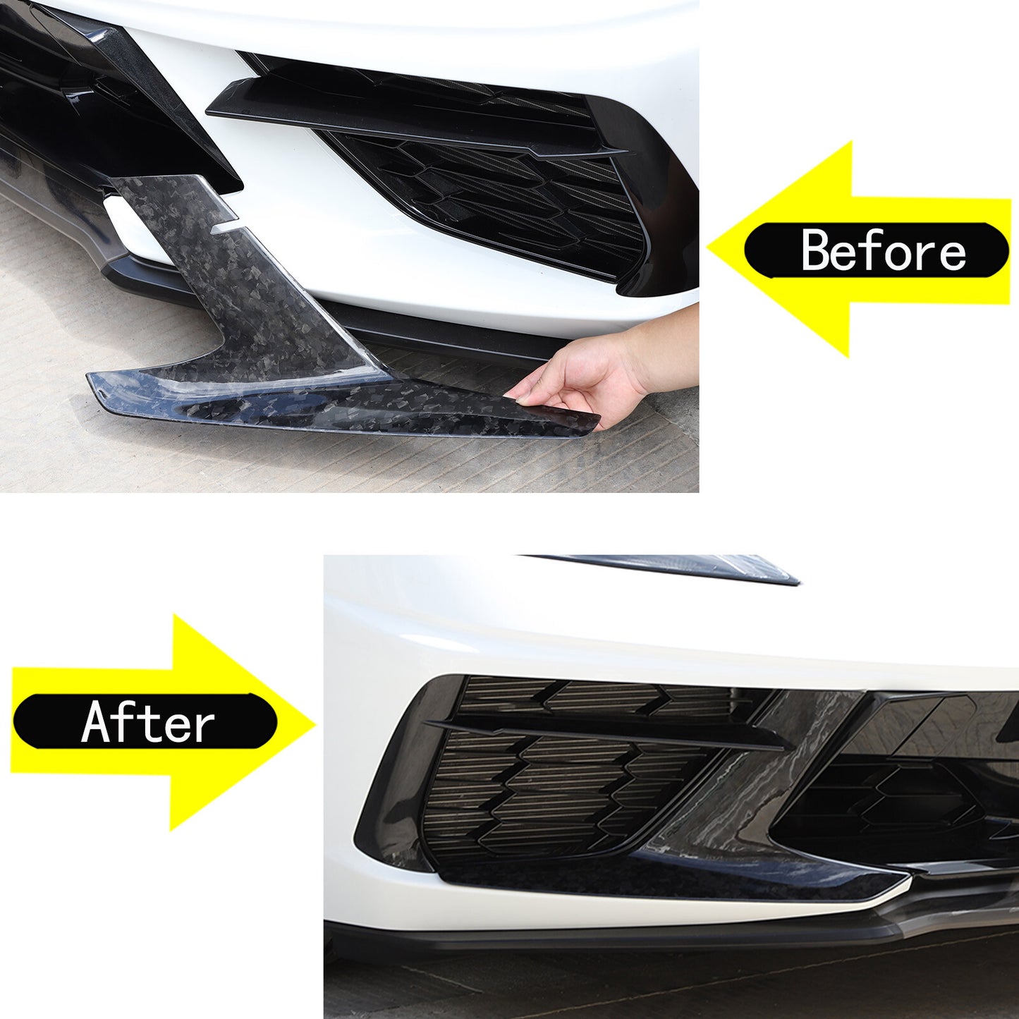 Forged carbon fiber front bumper guard cover trim for Corvette C8 2020-2024