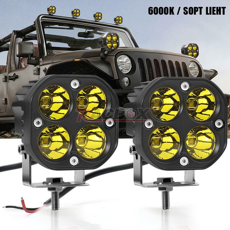 2X 3inch 80W LED Work Light Spot Cube Pods Driving Amber Fog Offroad Truck Boat