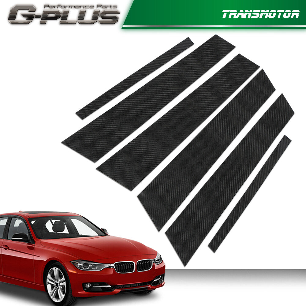 Fits for 3 E90 Carbon Fiber Pillar Door Decoration Piano Decal 6 Pieces - v