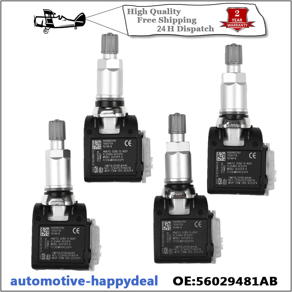 4X for Mercedes-Benz E Class C Class W213 TPMS Tyre Pressure Sensor A0009052102