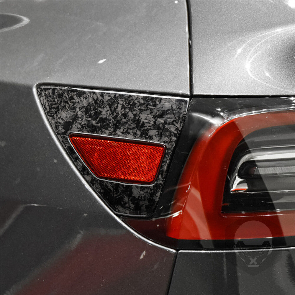 for Tesla Model 3 Y 2017+ Forged Carbon Fiber Side Tail Light Charging Port Trim