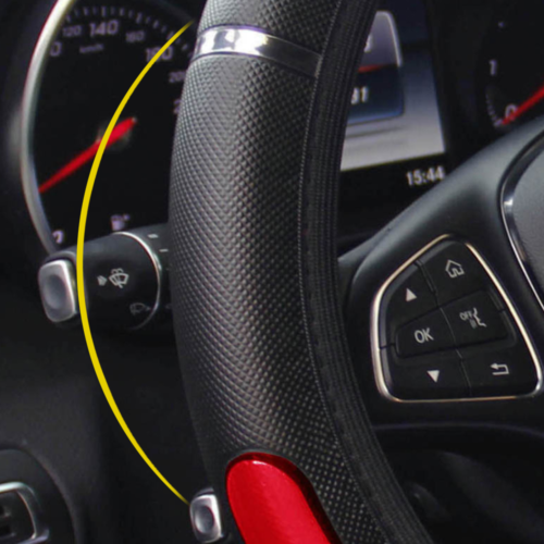 15''/38cm PU Leather Car Steering Wheel Cover Anti-Slip Protector Accessories