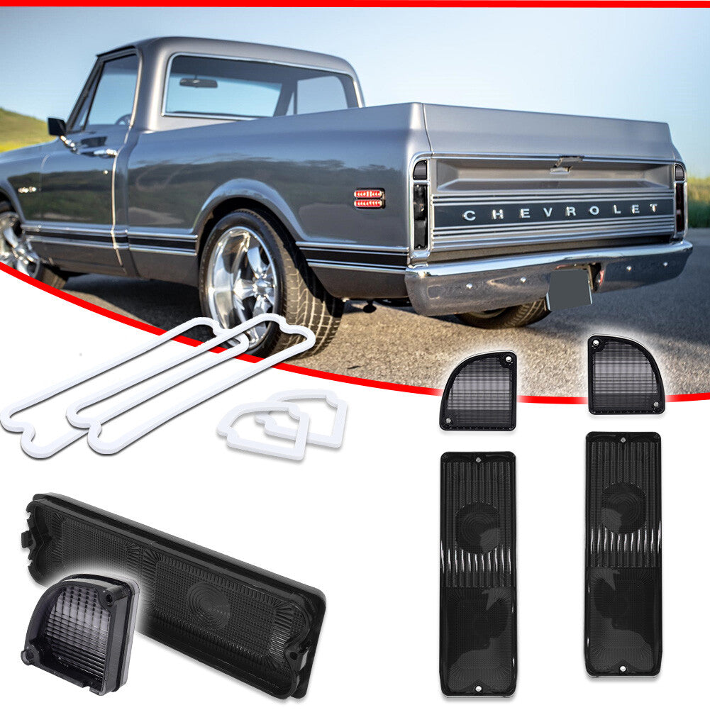Pair of Pickup Tail Light Housings with Washers Smoked for 1967 - 1972 for and for GMC Trucks - v