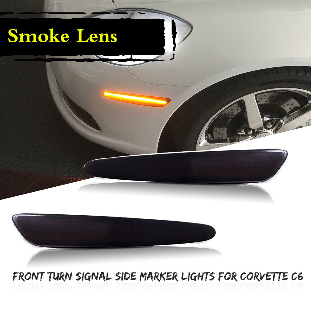 Smoked amber LED front marker light for Corvette C6 2005-2013- v