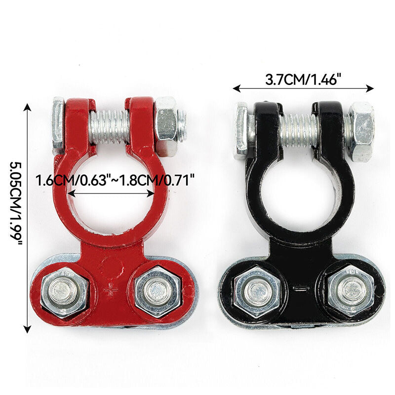 2* Positive Negative Car Battery Cable Terminals Top Post Connectors Clamp Q