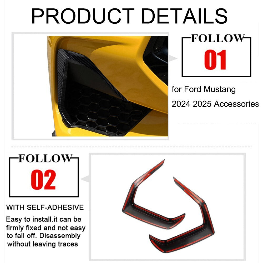 Carbon Fiber Front Bumper Grille Cover Trim for Ford for Mustang 2024+ GT/GT Premium