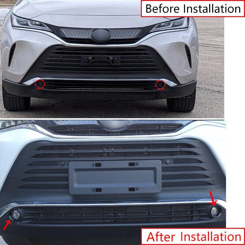 Glossy Black Front Fog Light Lamp Frame Cover For 2021-2023 for Toyota Venza Harrier
