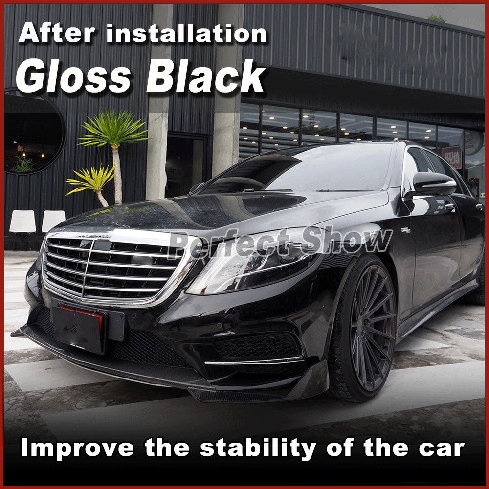 Fit for Benz W222 S400 S550 Sport 2014-2017 Gloss Black Front Bumper Lip Spoiler