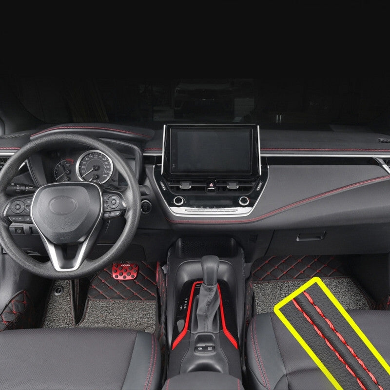 Leather trim strips for automotive interior door edges and dashboard molding trim strips