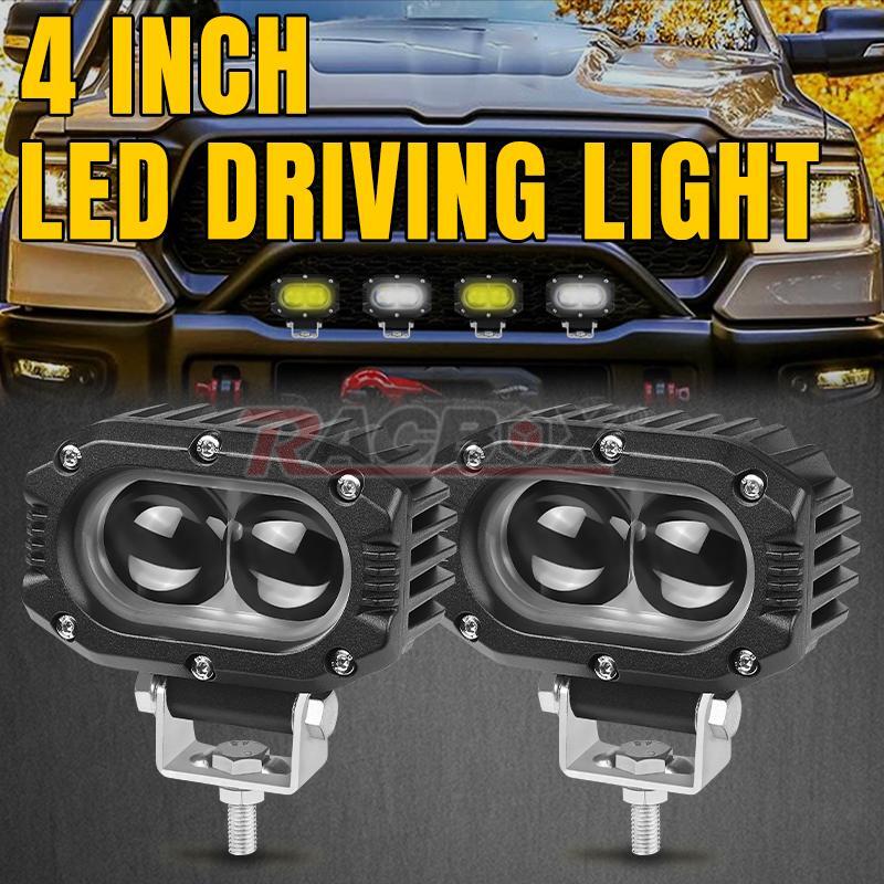 2X 4inch LED Work Light Bar Spot Pods Driving Fog Offroad Amber/White Dual Color