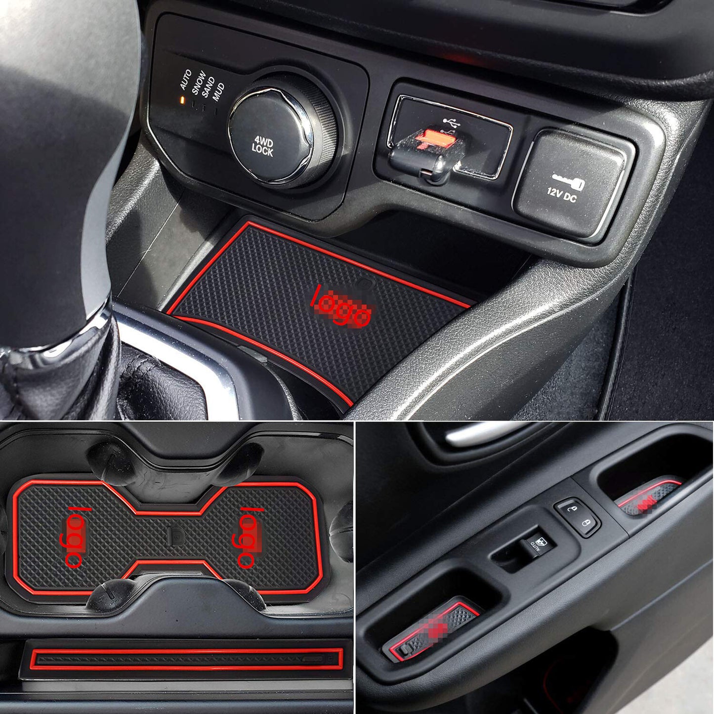 for Jeep Renegade 2018-2023 Accessories Silencer Pad Door Mats Gate Slot Red