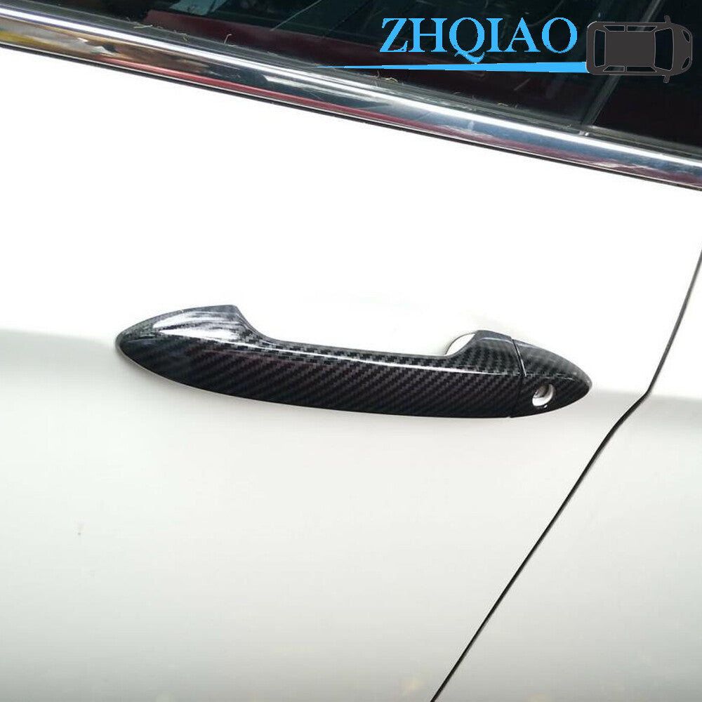 8pcs Carbon Fiber Water Dipping Print Door Handle ABS Cover Trim Fits Accord