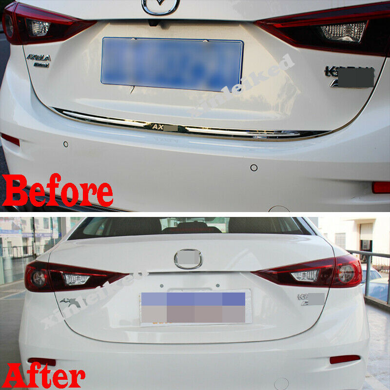 Stainles Rear Trunk Tail Gate Door Cover Trim for Mazda 3 AXELA Sedan 2014-2018