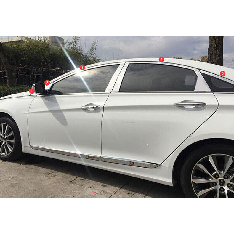 for Hyundai Sonata 2011-2014 Chrome Steel upper Windows Sill Molding Strip Trim
