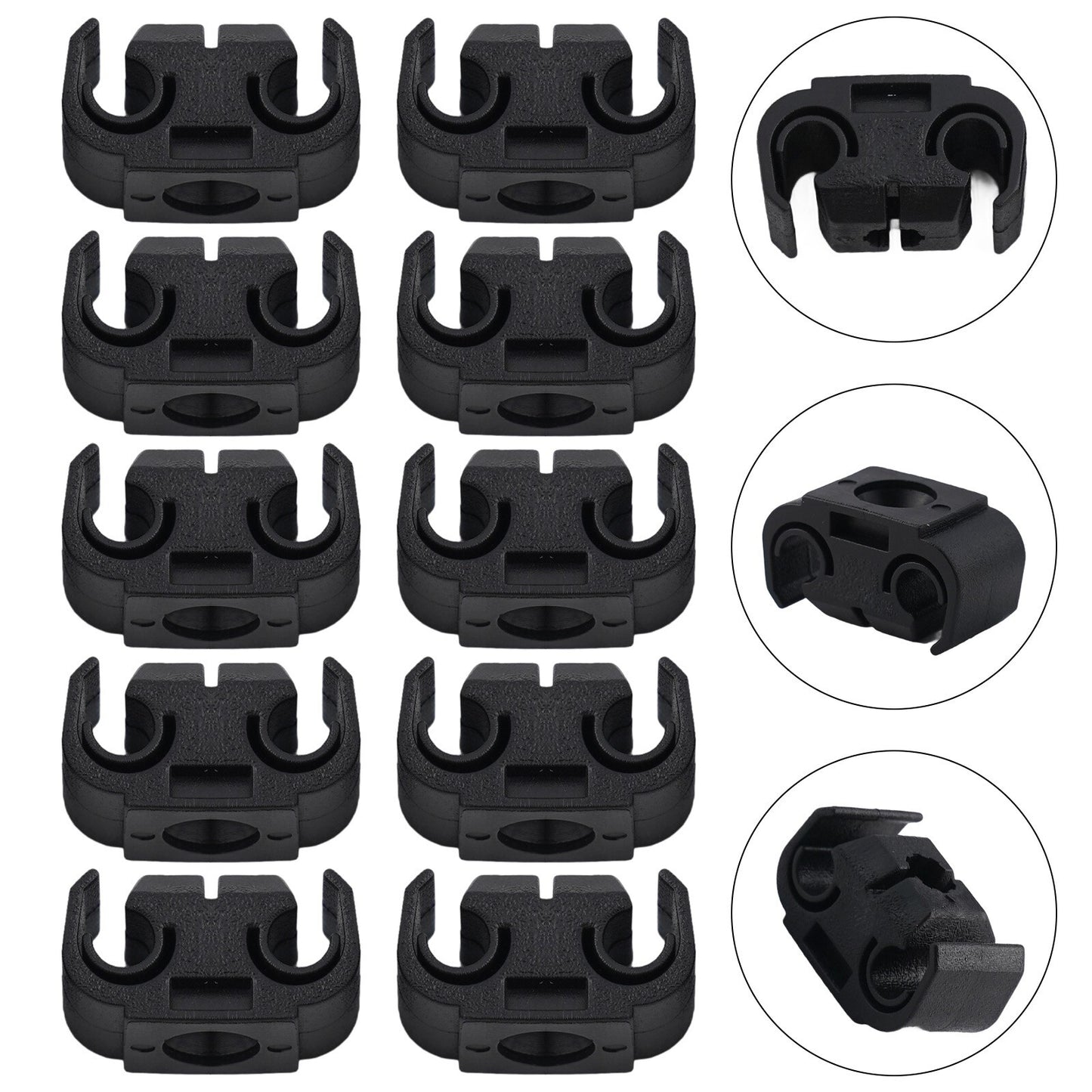 10Pcs Double Brake Line Clips Clamps Black For 5mm (3/16) Brake Pipe Replace