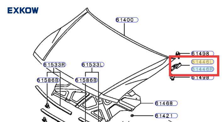 Hood Hinge Kit LH+RH fit for Mitsubishi NIMBUS 2.4 N84W 2000-2022
